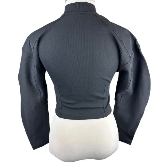 Lululemon Ribbed Luxtreme Wide Sleeve Pullover Black Crop Women's No Size Tag - Picture 8 of 15